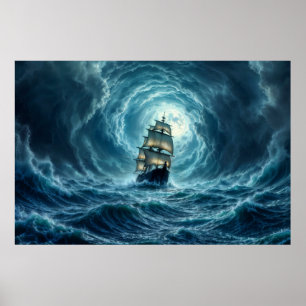 Fokusdekör för mörk av episk stormstorm i segelfra poster
