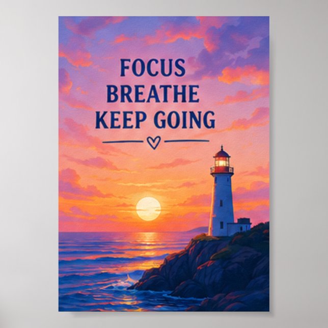 Fokusera Andas Fortsätt Ljusets Hus Solnedgång Poster (Framsidan)