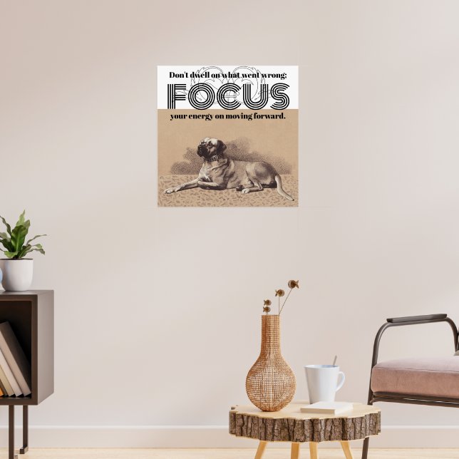 Fokusera Citat på Stora Hund Bild Uppmuntran Poster (Vardagsrum 3)