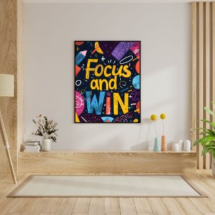 Fokusera Och Vinn Motiverande Framgångscitat Väggk Poster