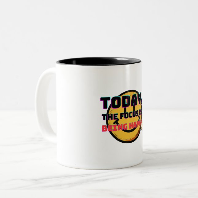 Fokusera på att vara lycklig Två-Tonad mugg (Framsida vänster)
