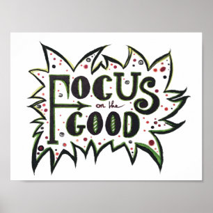 Fokusera på BRAN! Inspirationellt illustrerat cita Poster