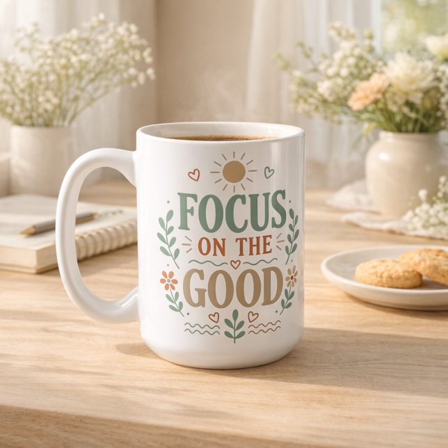 Fokusera på den goda retro blomdesignen kaffemugg (Focus on the Good Retro Floral Design Coffee Mug)