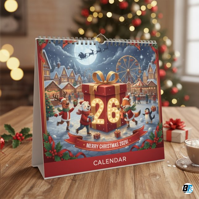 Fokusera på den visuella stilen och den unika jule kalender (Christmas 2026 Calendar )