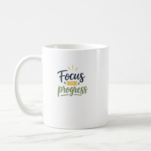 Fokusera På Framsteg Motivationscitat Typografi Kaffemugg (Vänster)