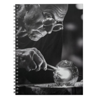 Fokuserad Crateur Black White Glassblowing Noteboo Anteckningsbok