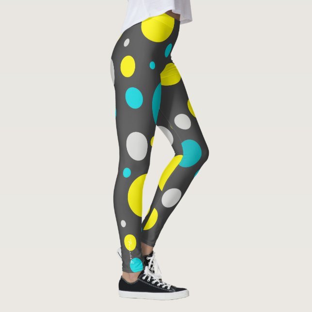 Fokuserad Grönt Turkos Blockerar Abstrakt Leggerin Leggings (Höger)