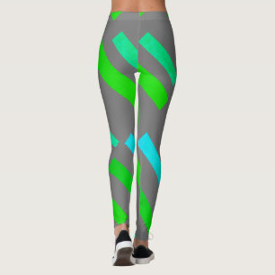 Fokuserad Grönt Turkos Blockerar Abstrakt Leggerin Leggings