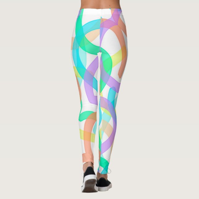 Fokuserad Gult Blått Abstrakt Art Pastelltema Leggings (Baksida)