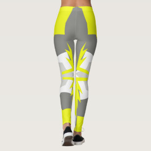 Fokuserad pastellGult Grått Abstrakt Art Leggering Leggings