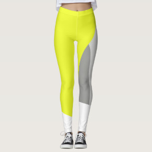 Fokuserad pastellGult Grått Abstrakt Art Leggering Leggings