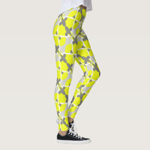 Fokuserad pastellGult Grått Abstrakt Art Leggering Leggings