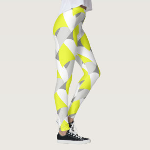 Fokuserad pastellGult Grått Abstrakt Art Leggering Leggings