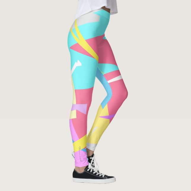 Fokuserade färgstarka block Abstrakt Leggering Leggings (Höger)