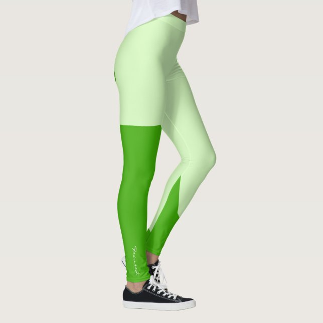 Fokuserade Gröntar av pastel Färg-turkos Leggings (Höger)