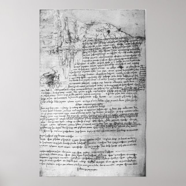 Fol.145v-b, sida från Da Vincis bärbara dator Poster (Framsidan)