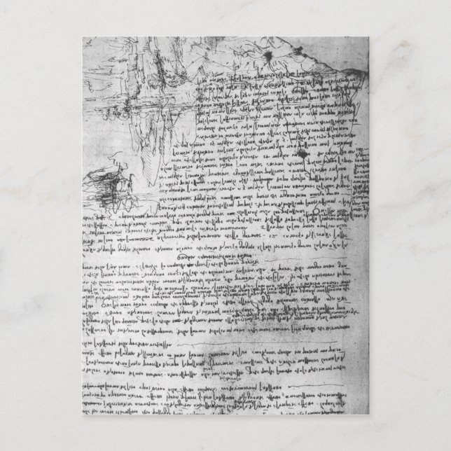 Fol.145v-b, sida från Da Vincis bärbara dator Vykort (Framsida)