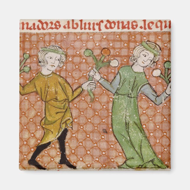 Fol.215v Temptation: Ett danande par Magnet (Framsidan)