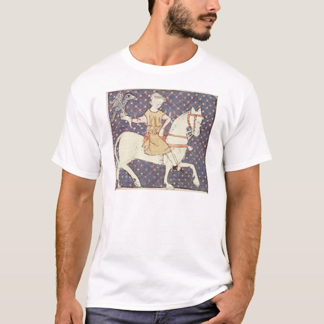 Fol.58v-maj: Falconry T-shirt (Framsida)
