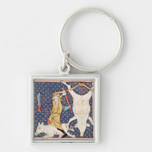 Fol.59v December: Dödande grisar Fyrkantig Silverfärgad Nyckelring