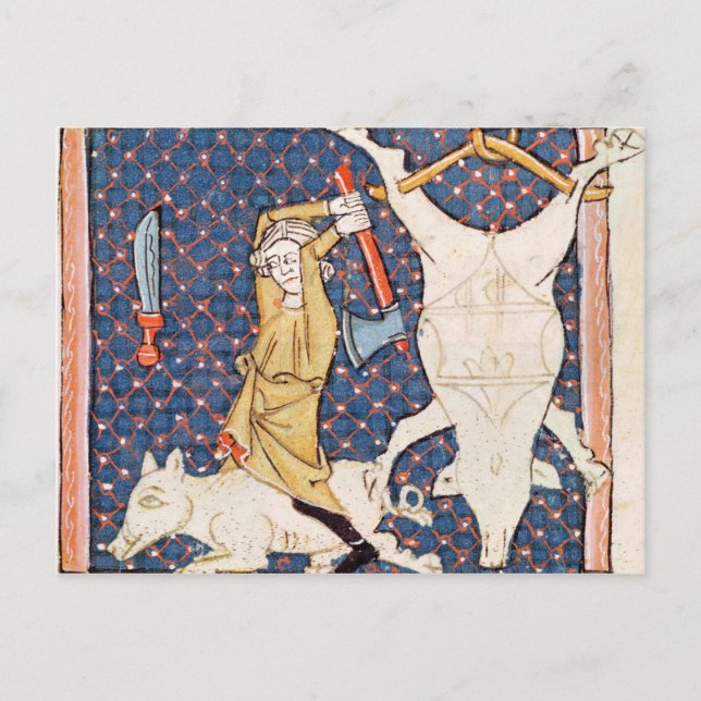 Fol.59v December: Slaktar grisar Vykort (Framsida)