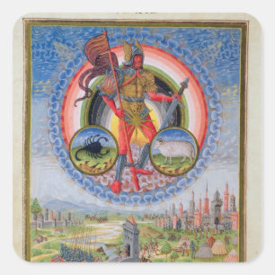 Fol.7v som planet fördärvar, från "De Sphaera", Fyrkantigt Klistermärke