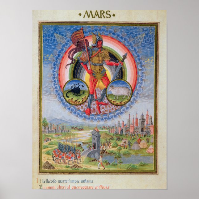 Fol.7v The Planet Mars, från "De Sphaera", 1470 Poster (Framsidan)