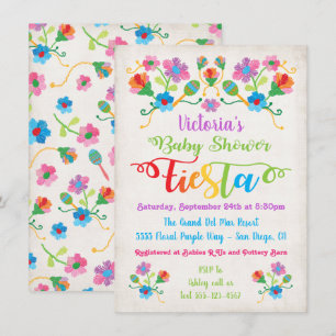 FolArt Embroidery Mexican Fiesta Baby Shower Inbjudningar