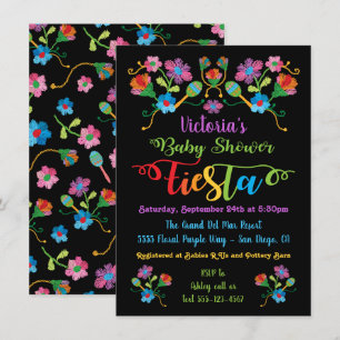 FolArt Embroidery Mexican Fiesta Baby Shower Inbjudningar