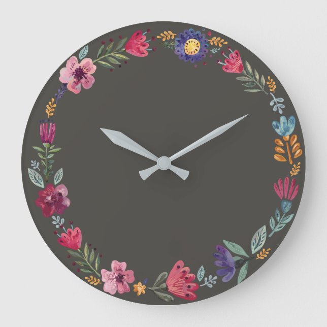 FolArt Flowers II Wall Clock Stor Klocka (Framsida)