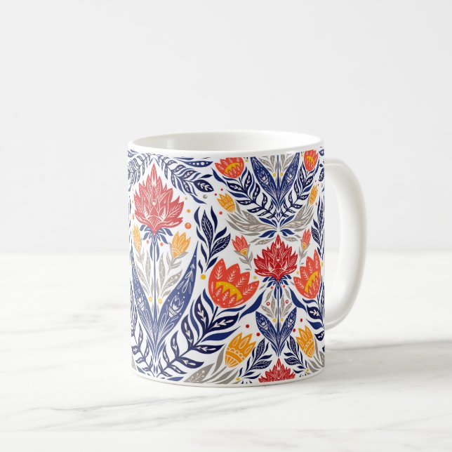 Folblommor mönster kaffemugg (Framsida höger)