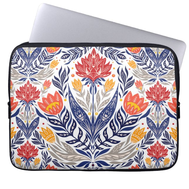 Folblommor mönster laptop fodral (Framsidan)