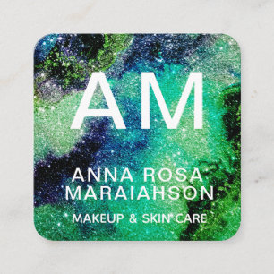*~* Fold Abstrakt Artsy GLITTER LOGOTYP PHOTO QR Fyrkantigt Visitkort