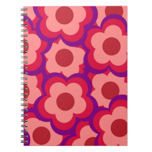 Fold Färg Retro Hippie Flower Mönster Anteckningsbok