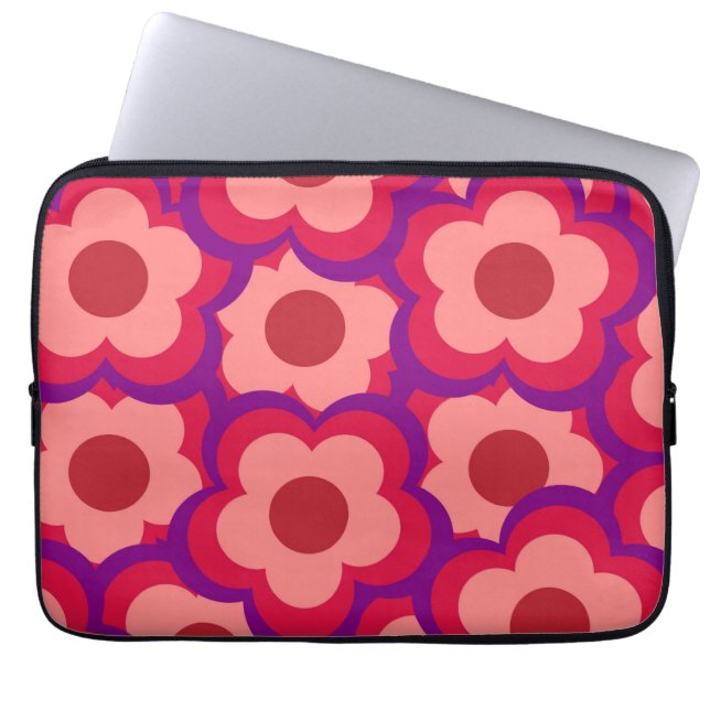 Fold Färg Retro Hippie Flower Mönster Laptop Fodral (Framsidan)