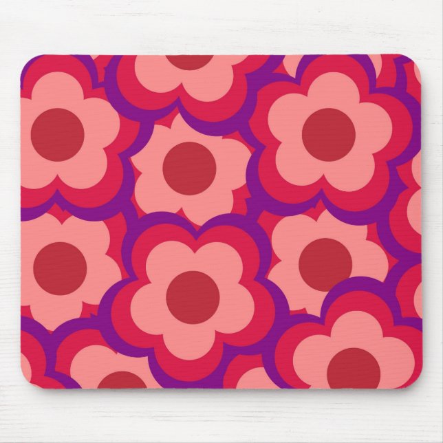 Fold Färg Retro Hippie Flower Mönster Musmatta (Framsidan)