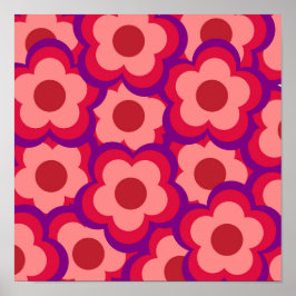 Fold Färg Retro Hippie Flower Mönster Poster