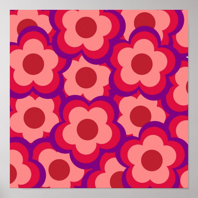 Fold Färg Retro Hippie Flower Mönster Poster (Framsidan)
