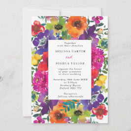 Fold Fiesta Colorful Flowers (Bröllop) Inbjudningar