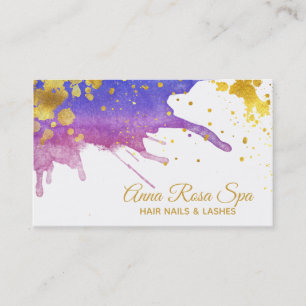 *~*Fold Glam Abstrakt Lila Watercolor Guld Luxe Visitkort