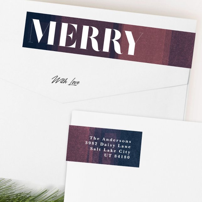 Fold Merry Navy Chalk-Helgdag Returadressetikett Etikettband (Skapare uppladdad)