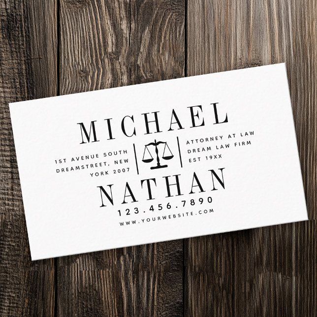 Fold Modern Black and White Lawyer Attorney Visitkort (Skapare uppladdad)