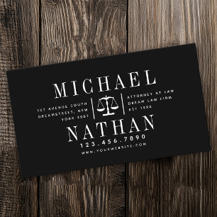 Fold Modern Black Lawyer Attorney Visitkort
