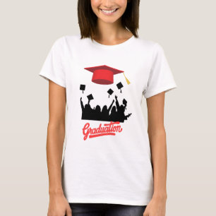 Fold Studenten Silhouette med flygande kapsel Joy T Shirt