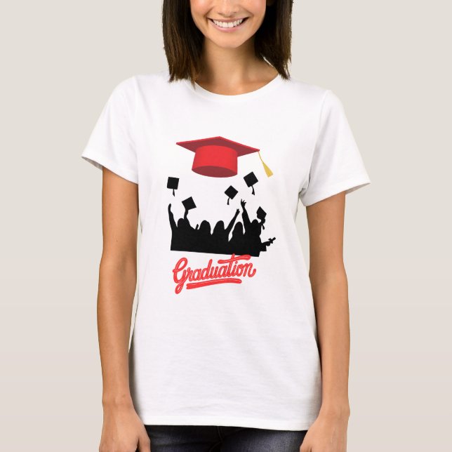 Fold Studenten Silhouette med flygande kapsel Joy T Shirt (Framsida)