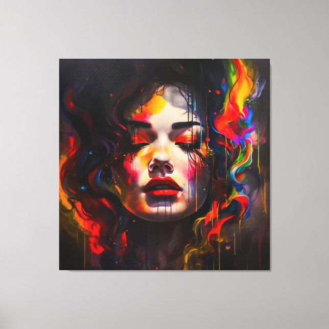 Fold Surreal Porträtt Canvastryck (Framsida)
