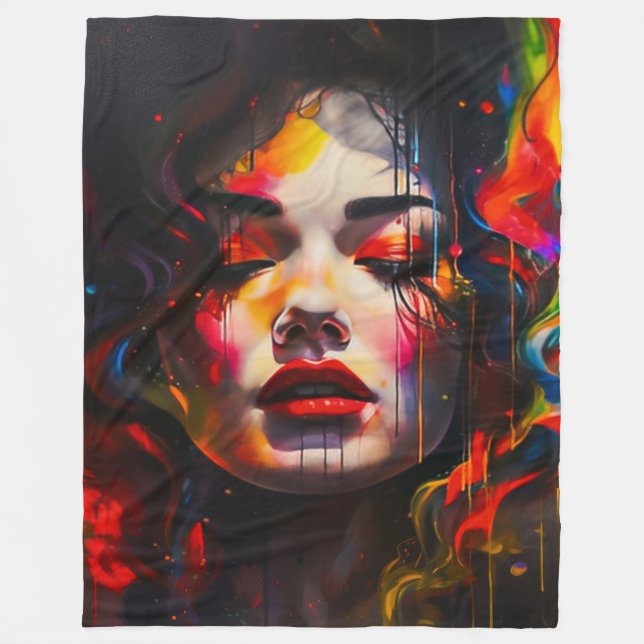 Fold Surreal Porträtt Fleecefilt (Framsidan)