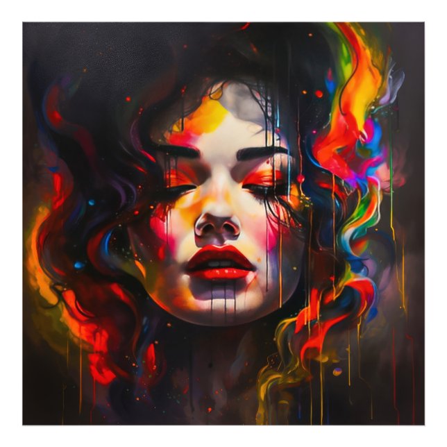 Fold Surreal Porträtt Fototryck (Framsidan)