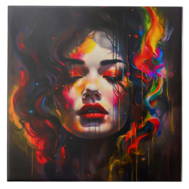 Fold Surreal Porträtt Kakelplatta