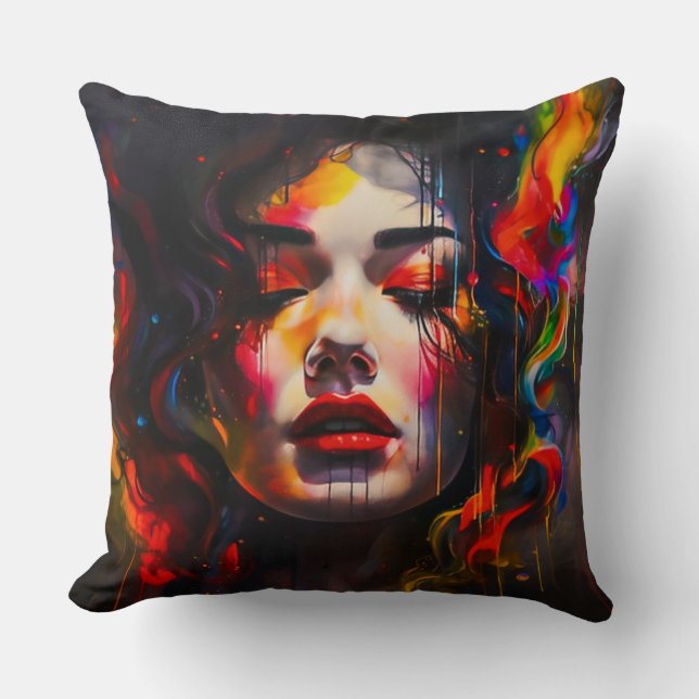 Fold Surreal Porträtt Kudde (Framsida)